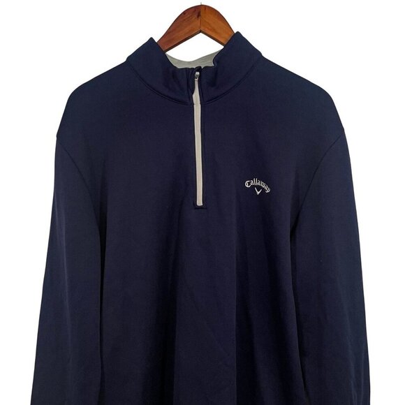Callaway Ottoman Quarter Zip Pullover Athletic Golf Shirt Top Navy Blue XL - Picture 4 of 9